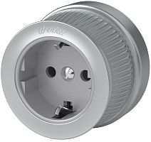 Розетка-ретро с заземлением металл Werkel Retro 1-м. хром матовый картинка